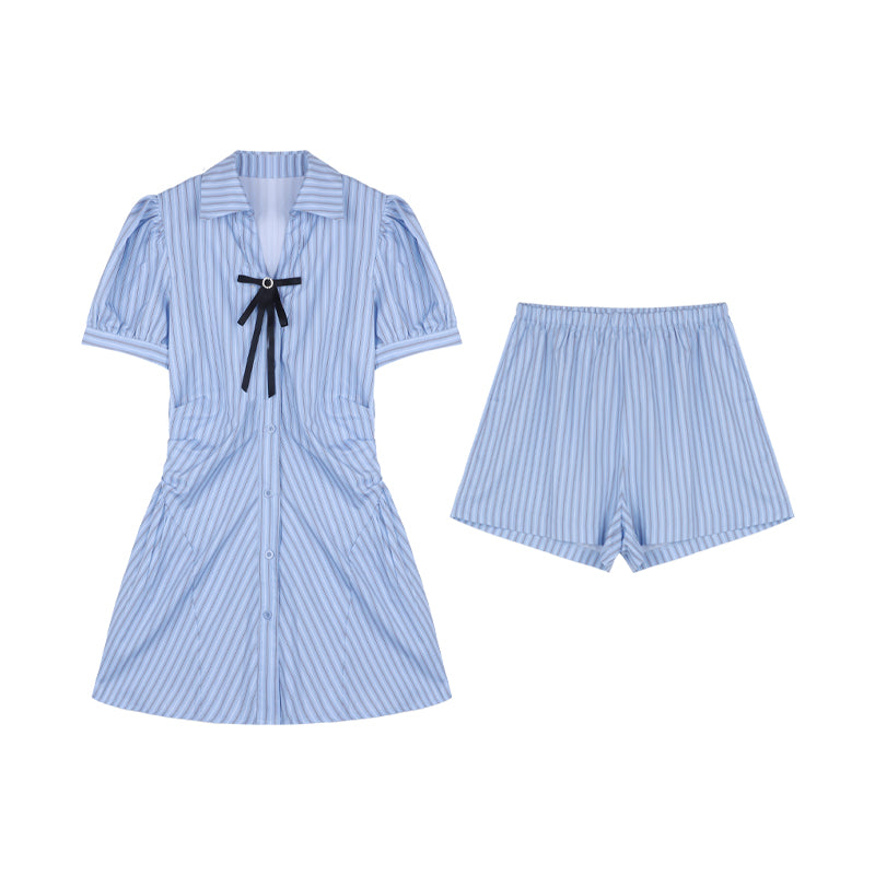 Blue Striped Shirt Dress UB98469