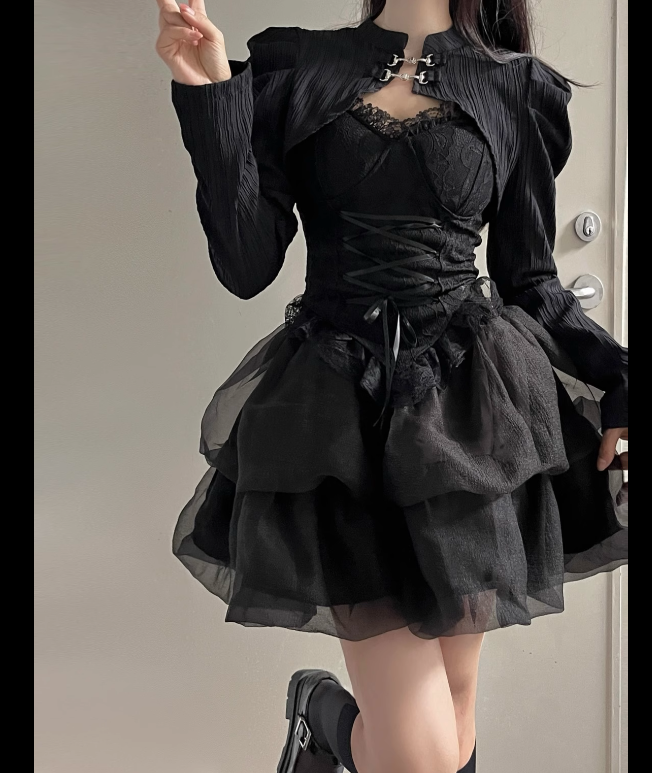 black suspender dress UB98467