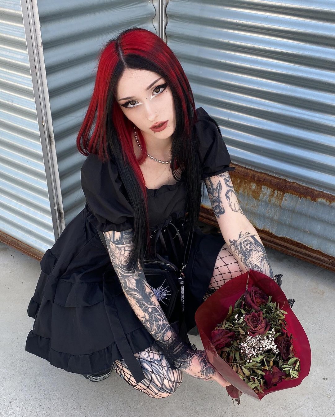 "DARK BLACK GOTHIC LOLITA" DRESS N082904