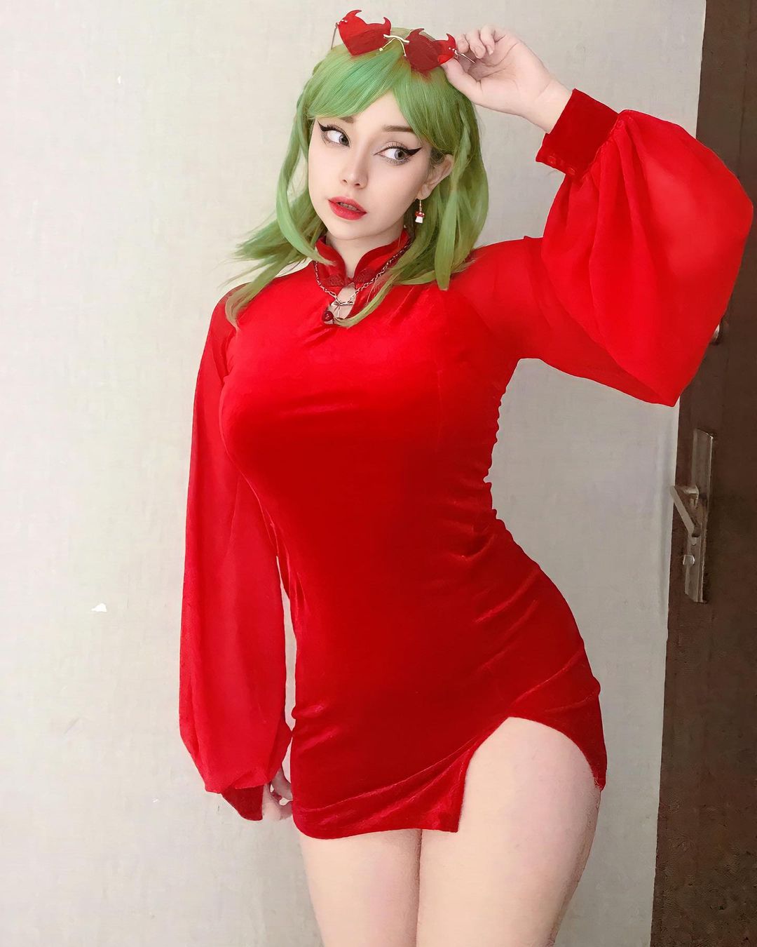 “RED/BLACK CHEONGSAM” DRESS W110802