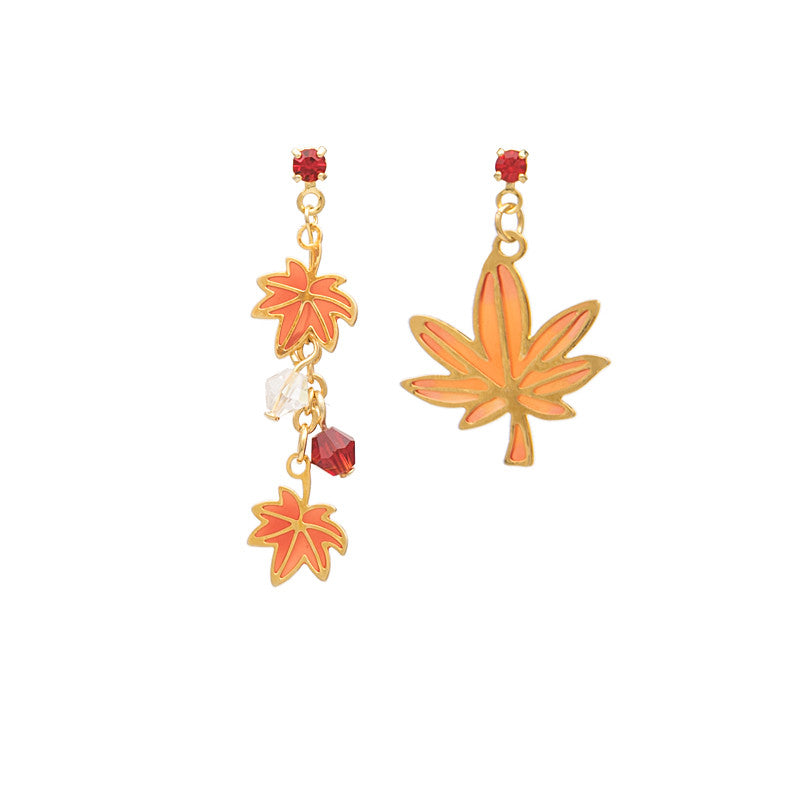 Cute Cat Maple Leaf Earrings UB98576