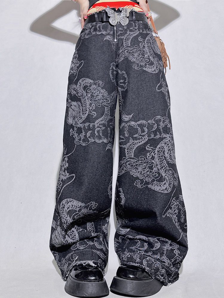 Dragon Print Jeans UB99154