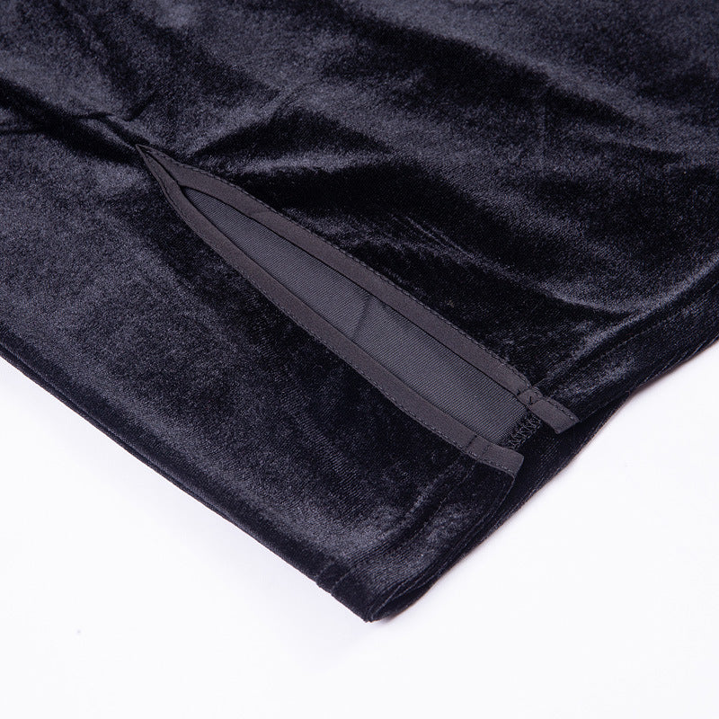 "CHINESE STYLE DARK VELVET" SLIT DRESS K061108