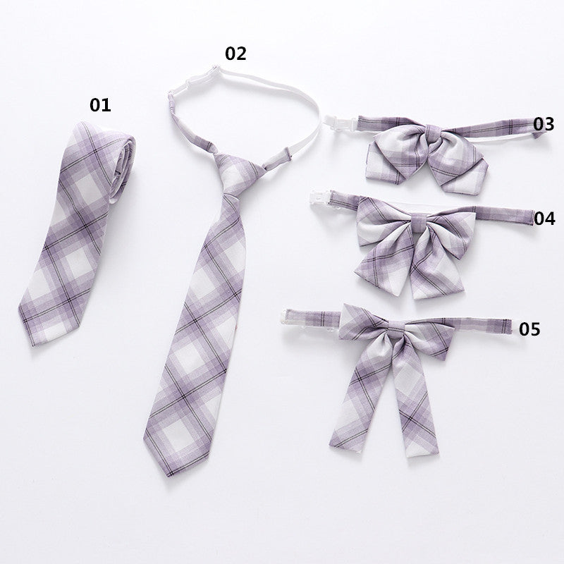 "JK PURPLE WHITE PLAID" SKIRT / TIE N073003