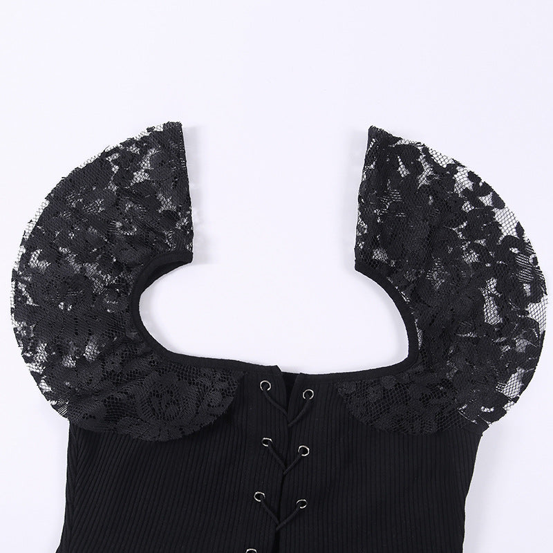 "DARK CUTOUT" CROP TOPS D051201