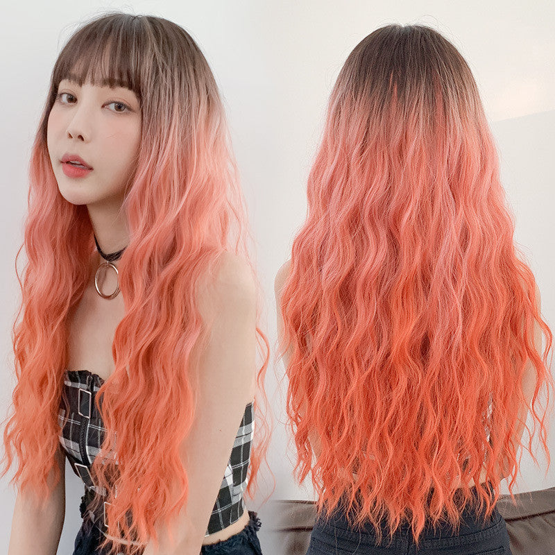 AIR BANGS THREE-COLOR GRADIENT LONG CURLY HAIR WIG UB2581
