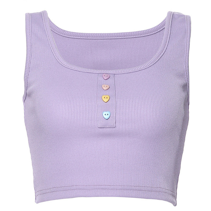 "PURPLE U-NECK LOVE BUTTON" VEST K112204