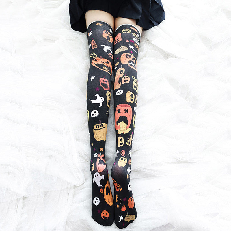 HALLOWEEN ANIME PRINT OVER THE KNEE SOCKS UB3276