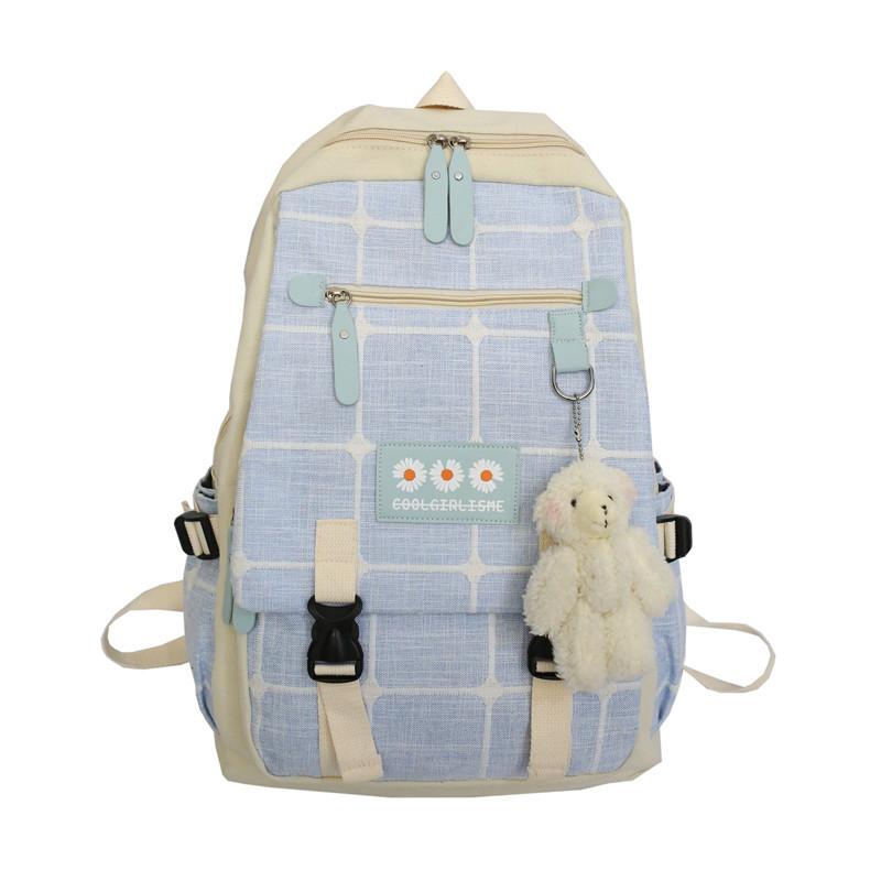 5 COLORS FLOWER PLAID CUTE BACKPACK UB2620
