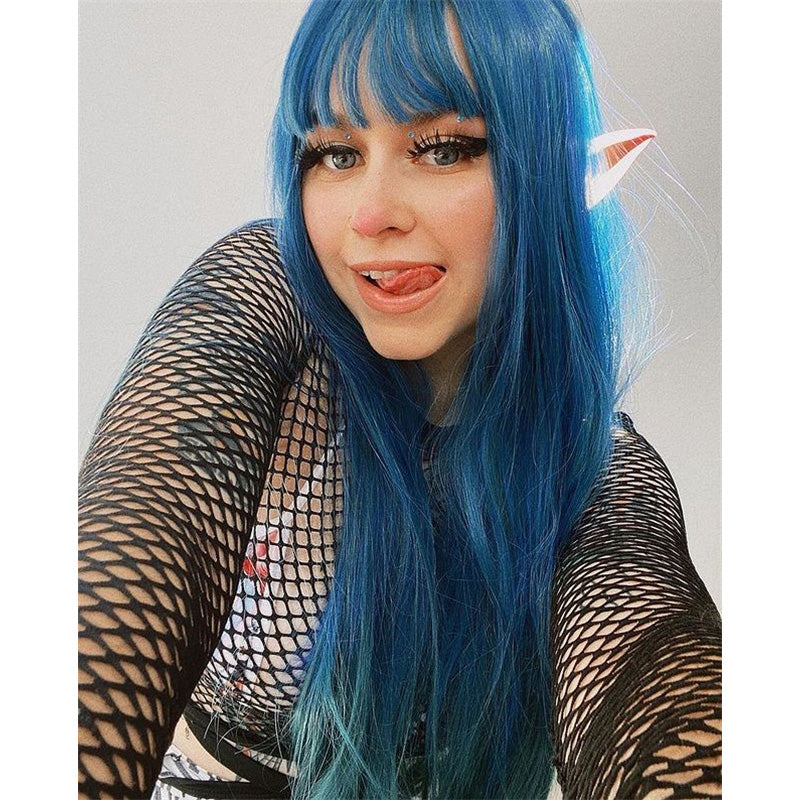 "LOLITA BLUE LONG STRAIGHT/CURLY" WIG N111802