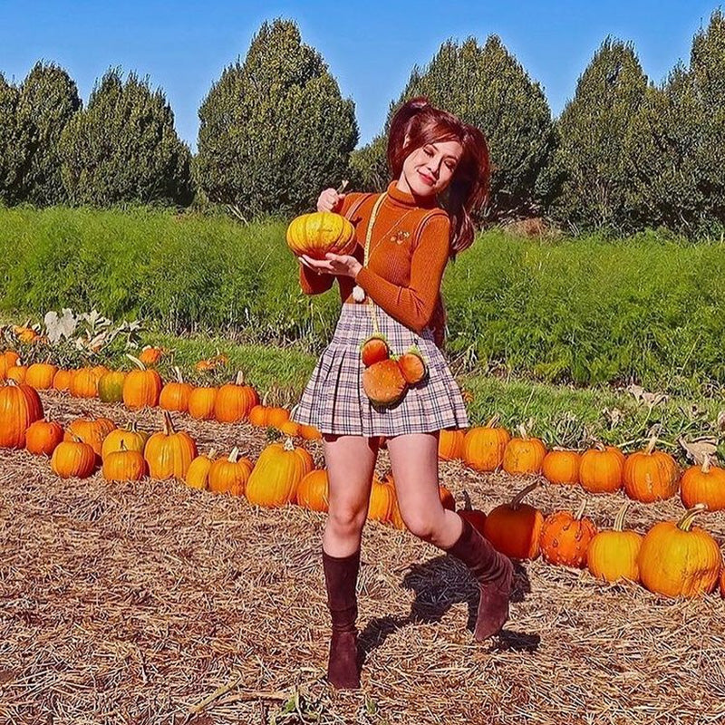 “KHAKI PLAID” PLEATED SKIRT W112001