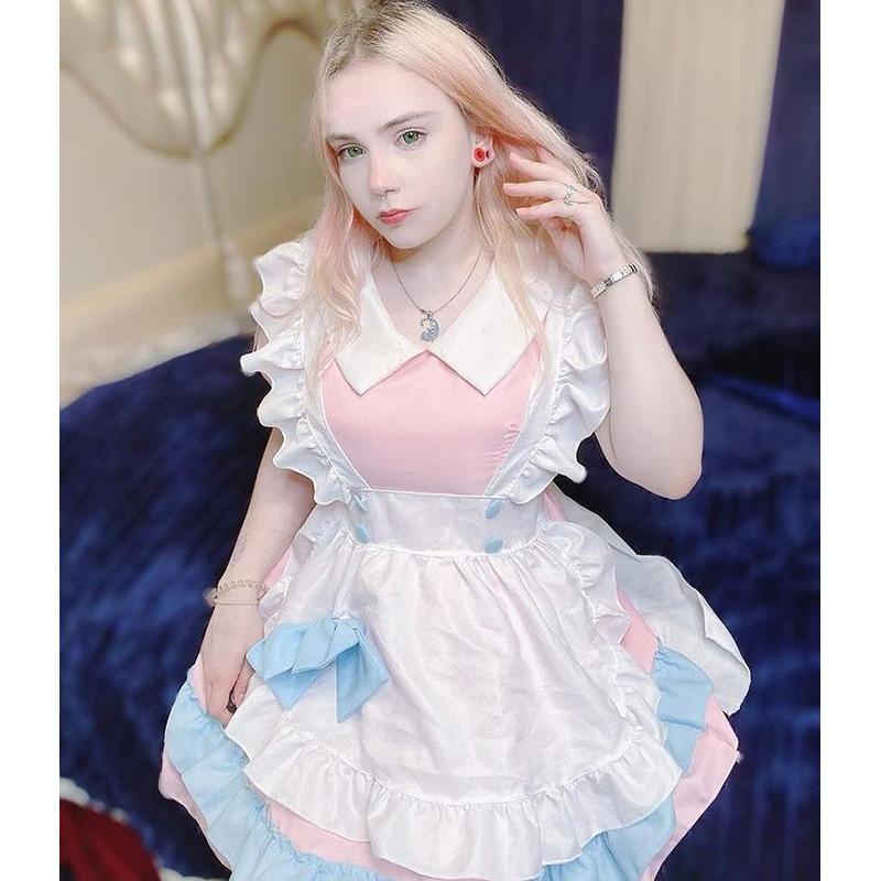 "LOLITA CAT PAW BOW PINK BLUE MAID" OUTFIT DRESS N022406
