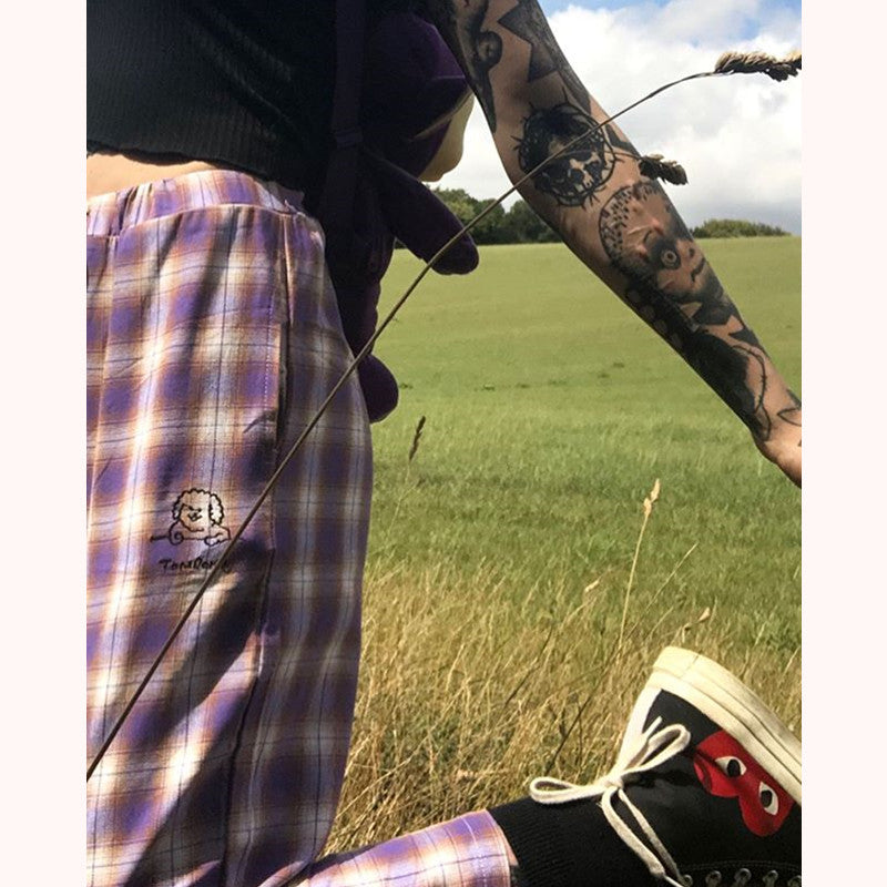 "PURPLE PLAID" PANTS K070810