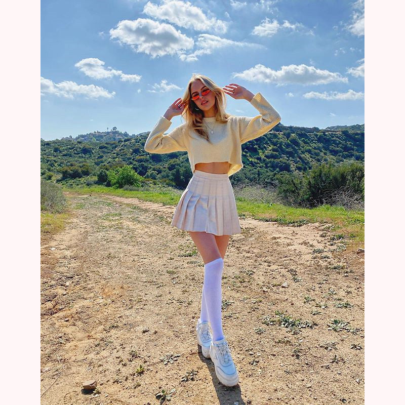 "CHIC PLAID" PLEATED SKIRT K052801