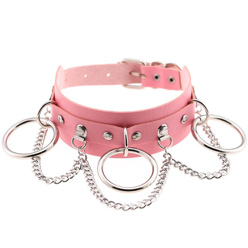"PINK/WHITE PUNK RING CHAIN" CHOCKER Y021603