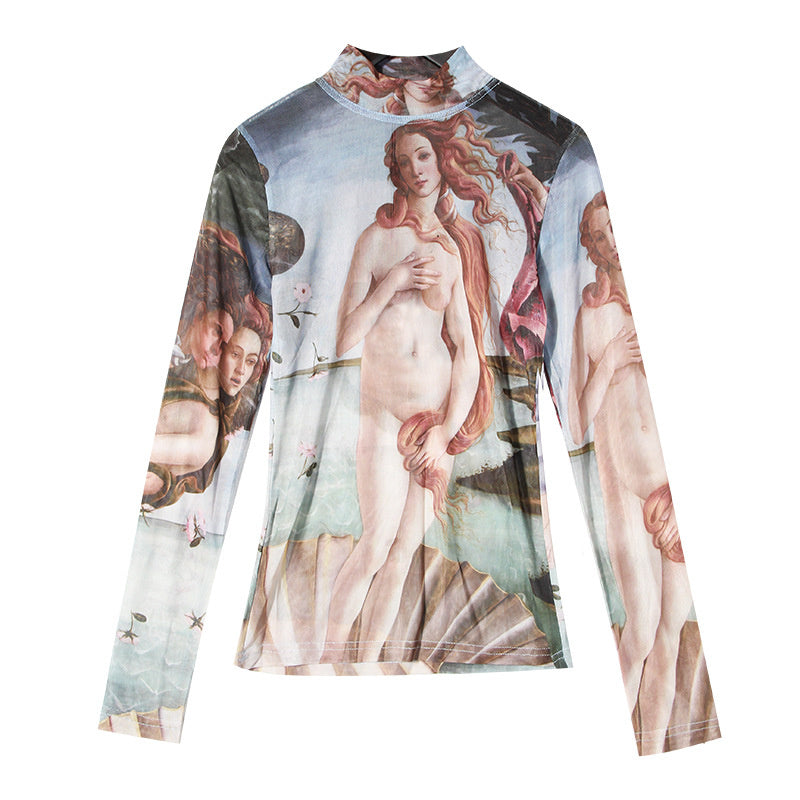 "RETRO ANGEL PRINT MESH" SUNSCREEN SHIRT K080303