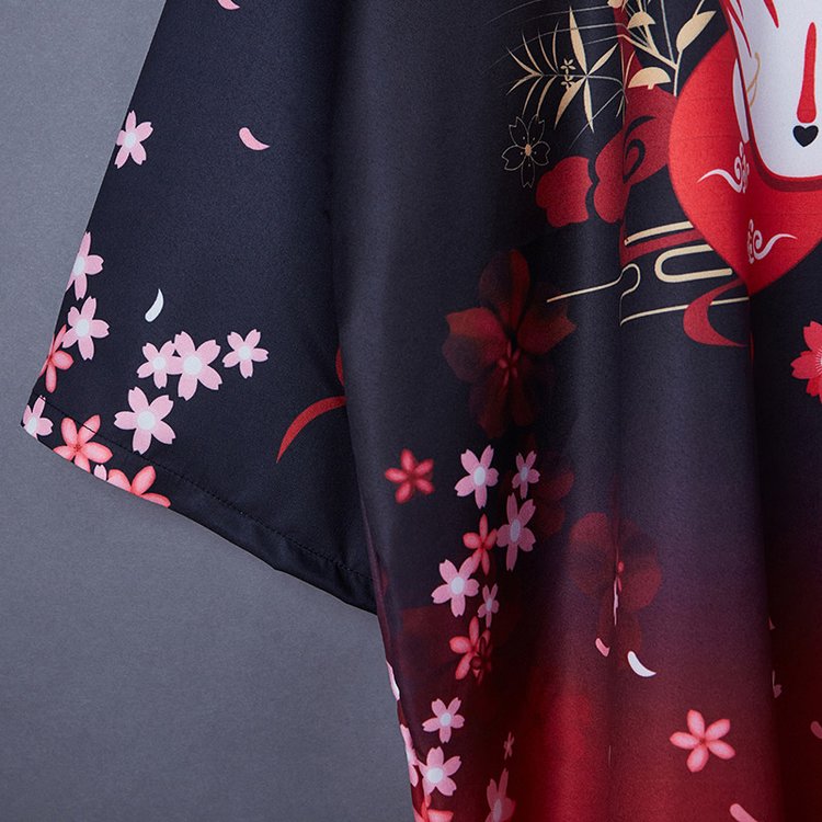 Vintage Fox Sakura Print Kimono Outerwear Sun Protective Cardigan UB7322