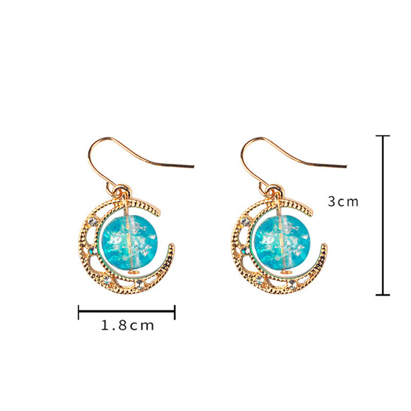 "BLUE GLASS BALL PLANET" EARRINGS D042210