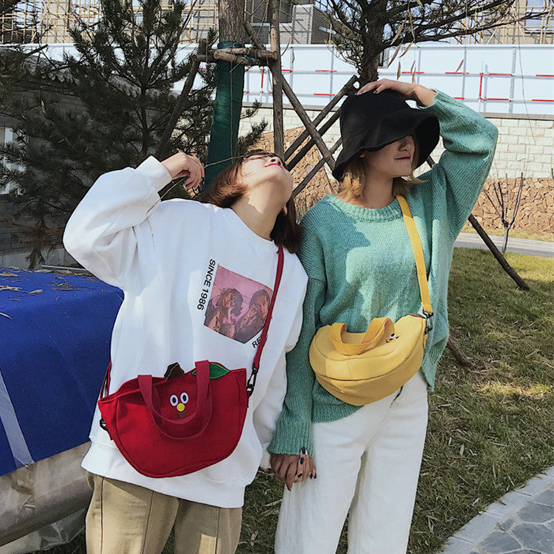 "FRUIT BANANA APPLE EMBROIDERY CARTOON CANVAS" BAG K071908