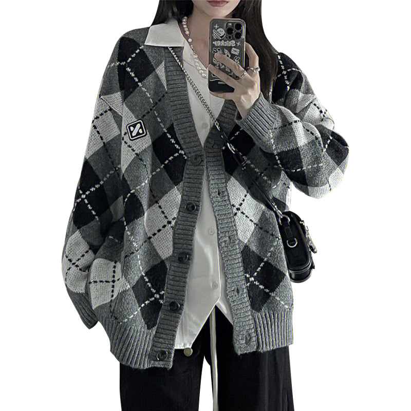 Gray Argyle Sweater UB96057