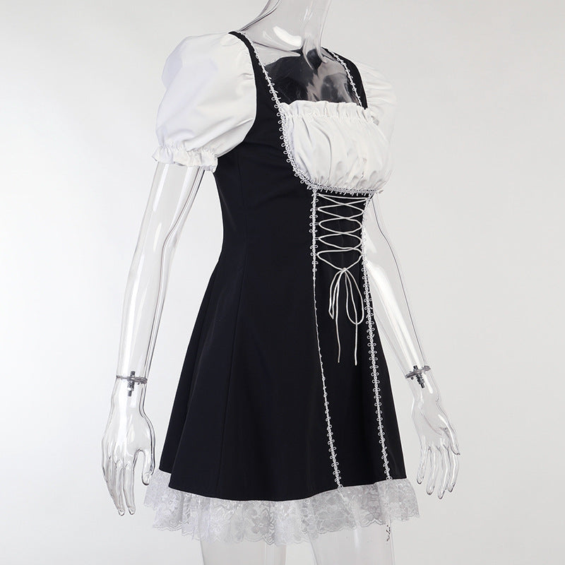 Black And White Stitching Dress UB3466