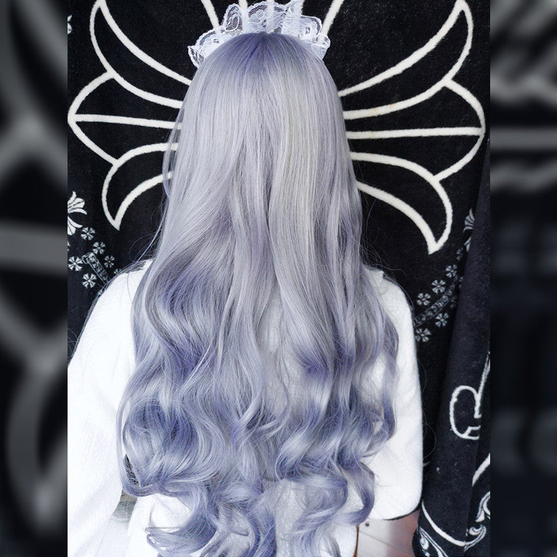 "GRAY PURPLE" LONG CURLY WIG K082211