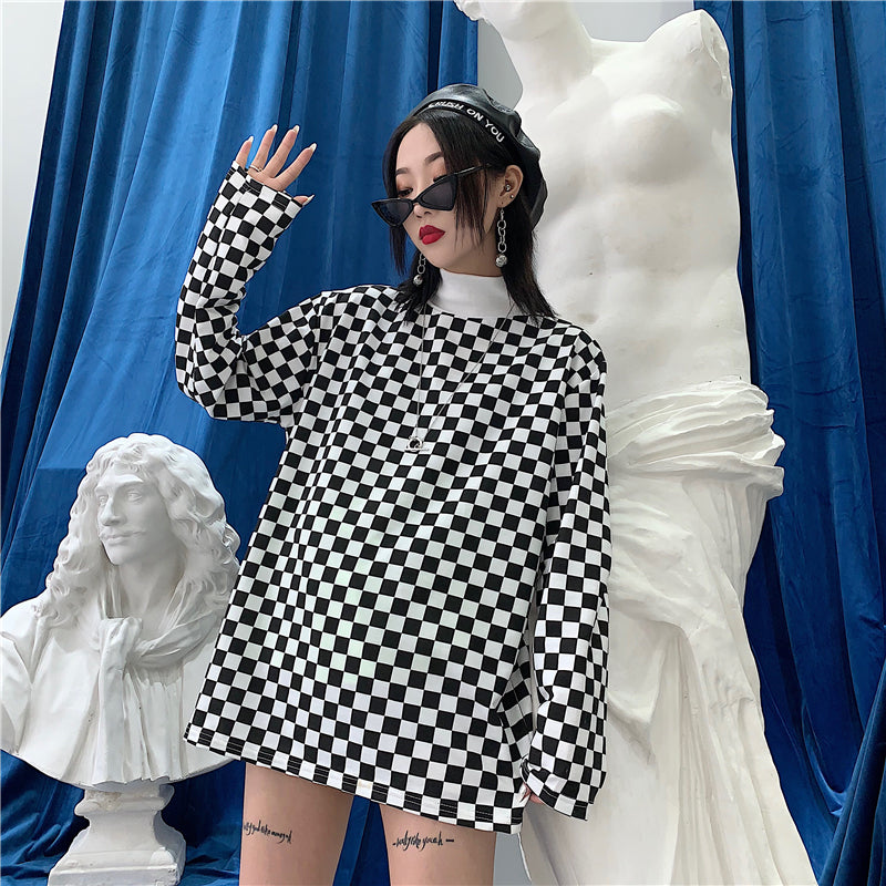 "COUPLE FLUORESCENT GREEN CHECKERS" LONG SLEEVES K050509