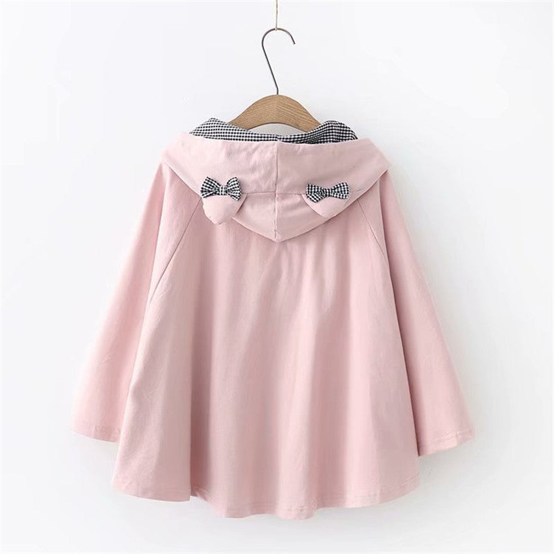 WAVY SIDE CAT FISH EMBROIDERED CAPE HOODIE UB3136
