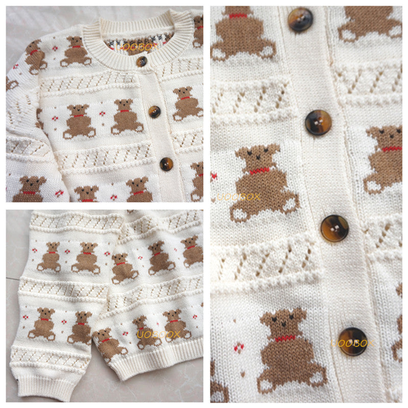"BEAR BEIGE KNIT" SWEATER CARDIGAN K082406