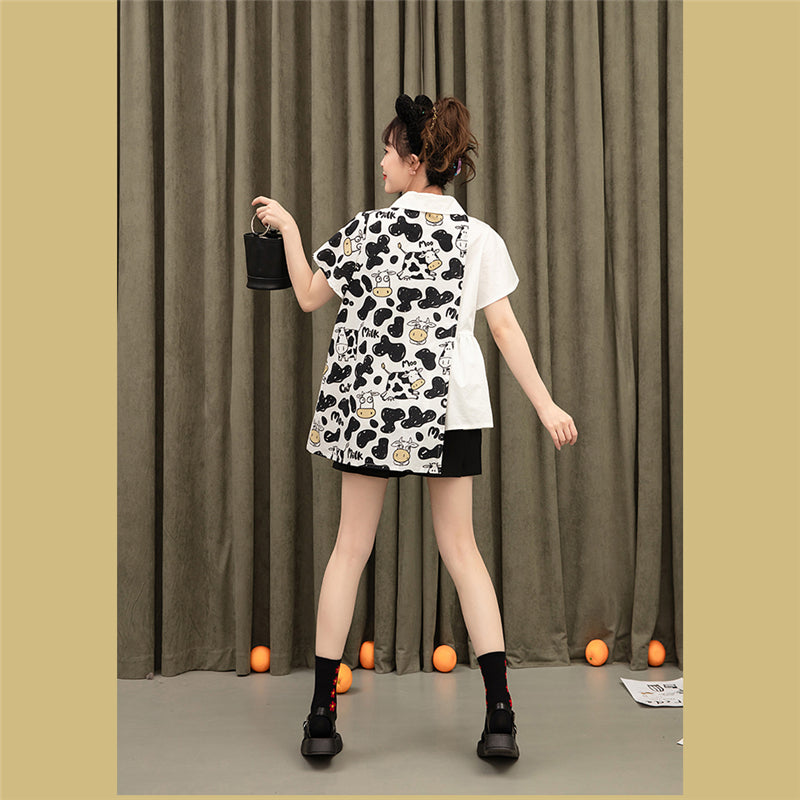 White Cow Irregular Shirt UB3219