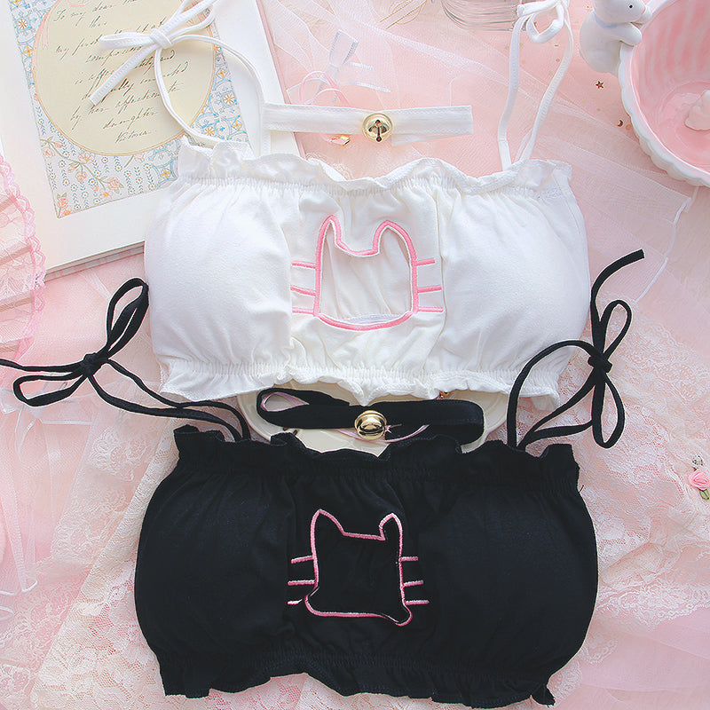 Cute Cat Strapless Gather Bra Set BY0321
