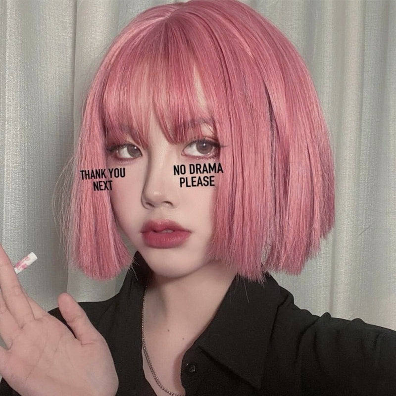 Lolita Pink Short Straight Hair Wig UB6124