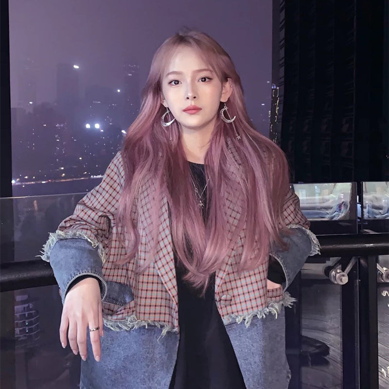 " LONG STRAIGHT PINK HAIR "WIG H082103