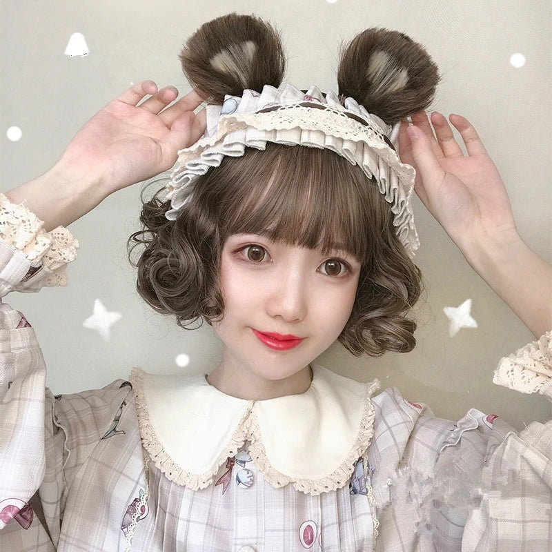 "BROWN LOLITA LONG / SHORT CURLY" WIG D041617