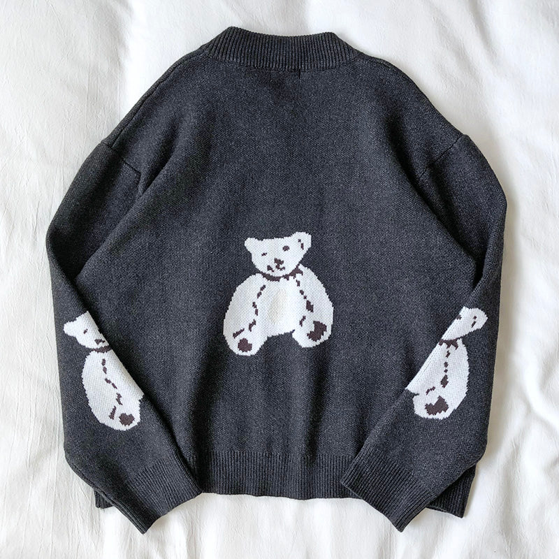 "VINTAGE BEAR" CARDIGAN COAT SWEATER K092513