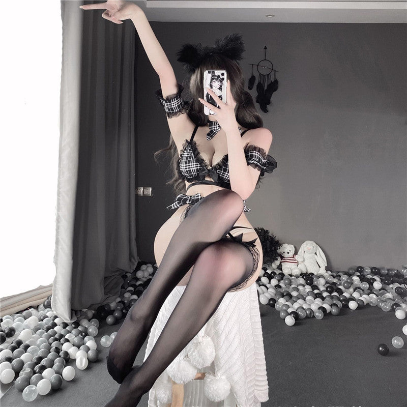 Black Lace Plaid Lingerie UB6267