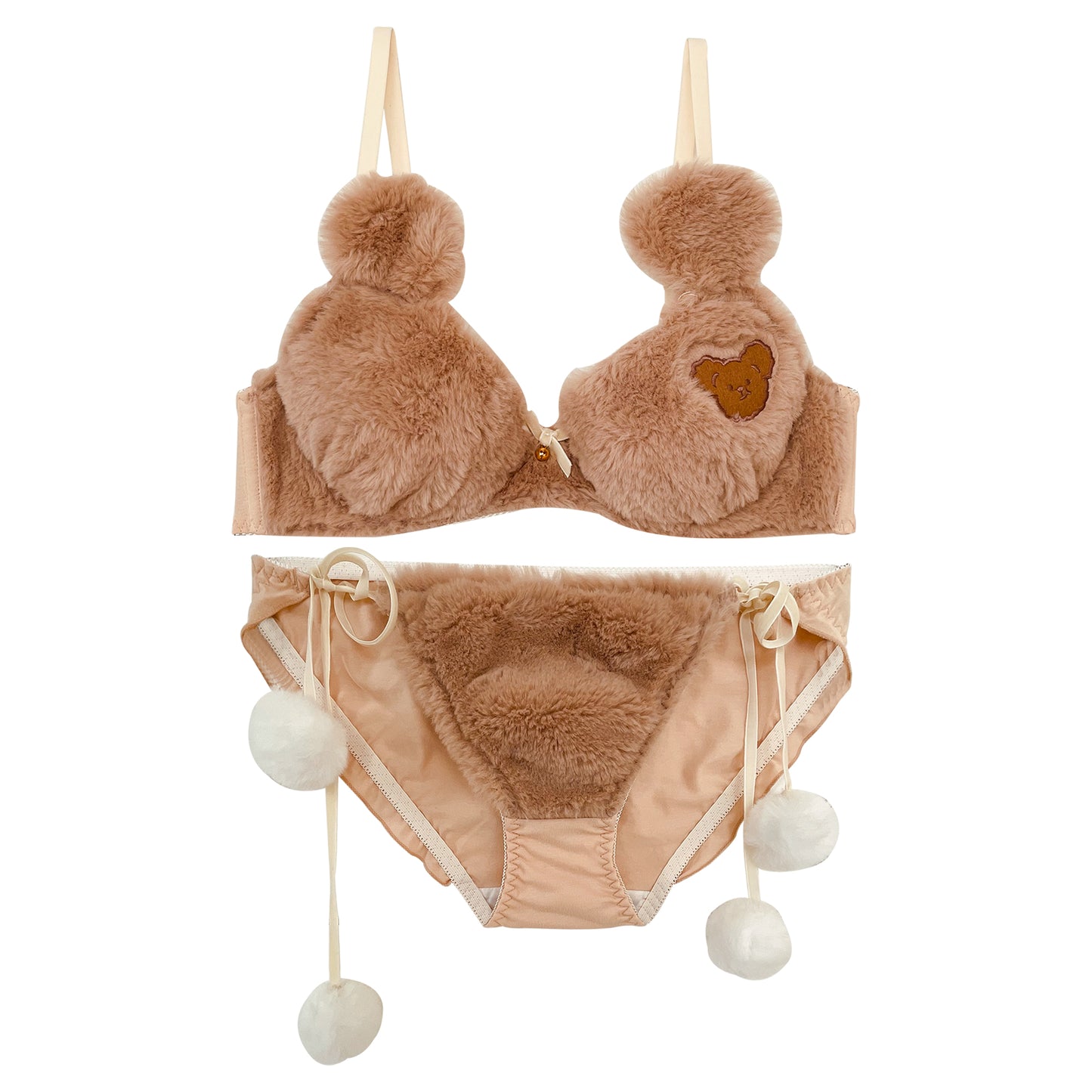 Cream Bear Plush Lingerie Set UB6201