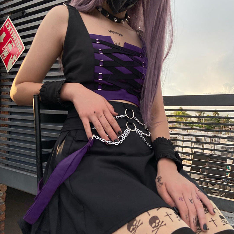 Dark Camisole Short Skirt Suit UB3465