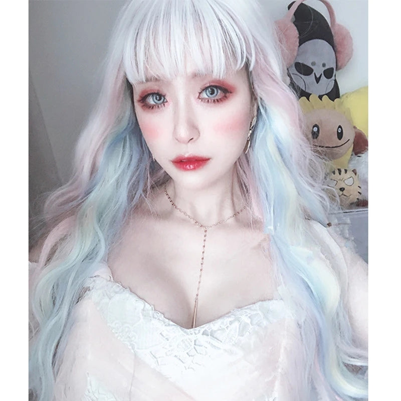 "MACARON PINK/WHITE LOLITA LONG CURLY" WIG D041524