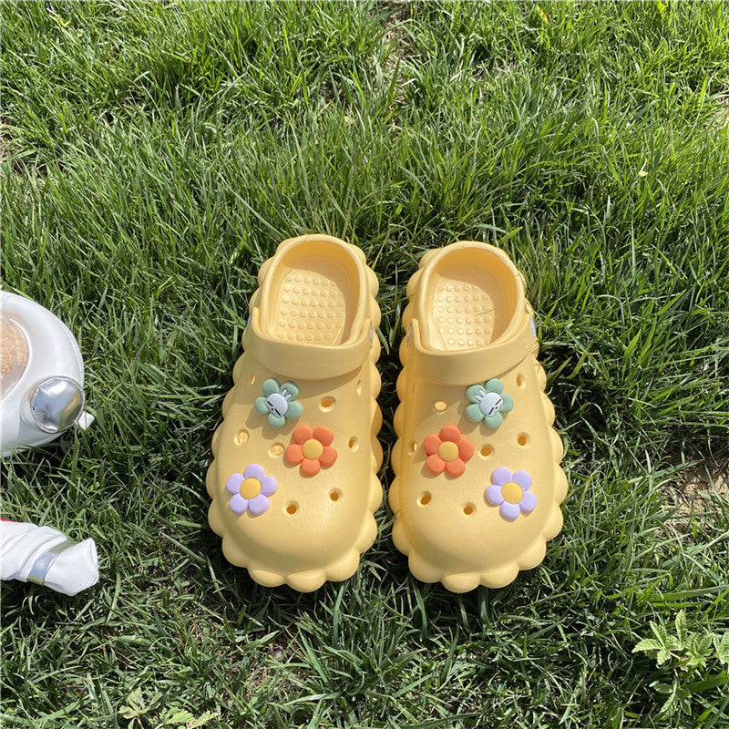 Cute Little Flower Big Head Hole Shoes Slippers UB3249