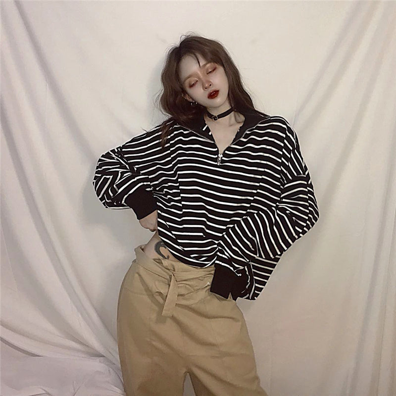 "HARAJUKU BLACK WHITE STRIPED" LONG SLEEVES K102509