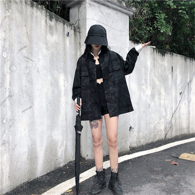 "DARK BLACK RETRO" SHIRT AUTUMN JACKET K111008