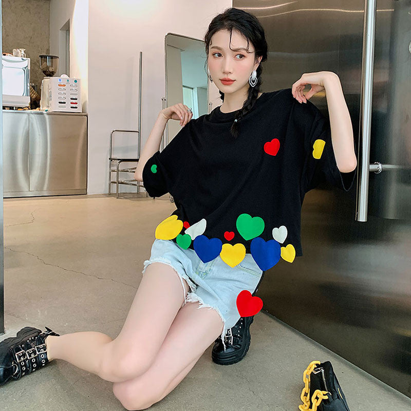 BLACK LOVE SHORT SLEEVE CROPPED TOP UB3183