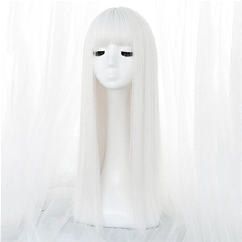 NATURAL BANGS WHITE LONG STRAIGHT WIG UB3209