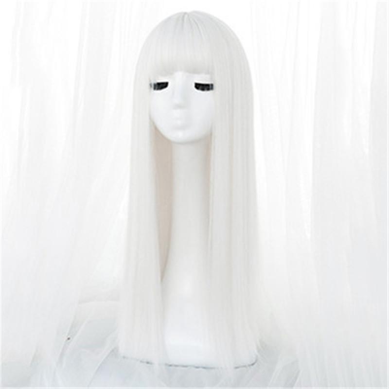 NATURAL BANGS WHITE LONG STRAIGHT WIG UB3209
