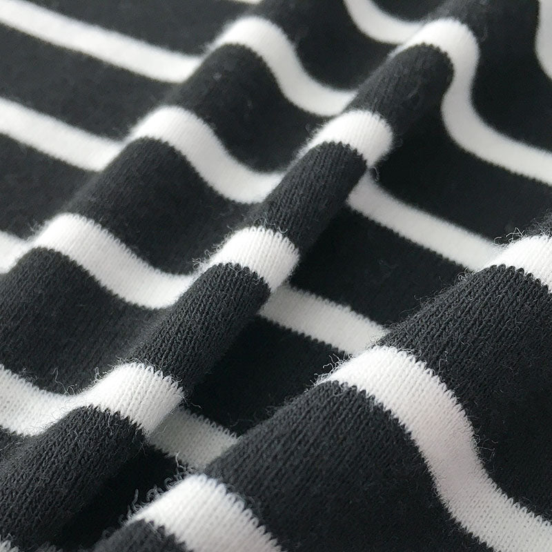 "BLACK/WHITE/GRAY STRIPED" LONG-SLEEVED TOP K112215
