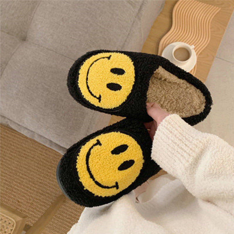 Cute Smiley Plush Cotton Slippers UB3491