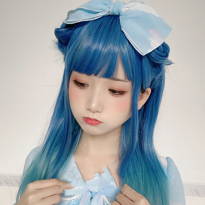 Jk Blue Gradient Mid-length Wig UB6164