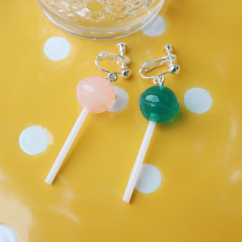 "CUTE SIMULATION LOLLIPOP" PURE SILVER EARRINGS / EAR CLIPS Y042002