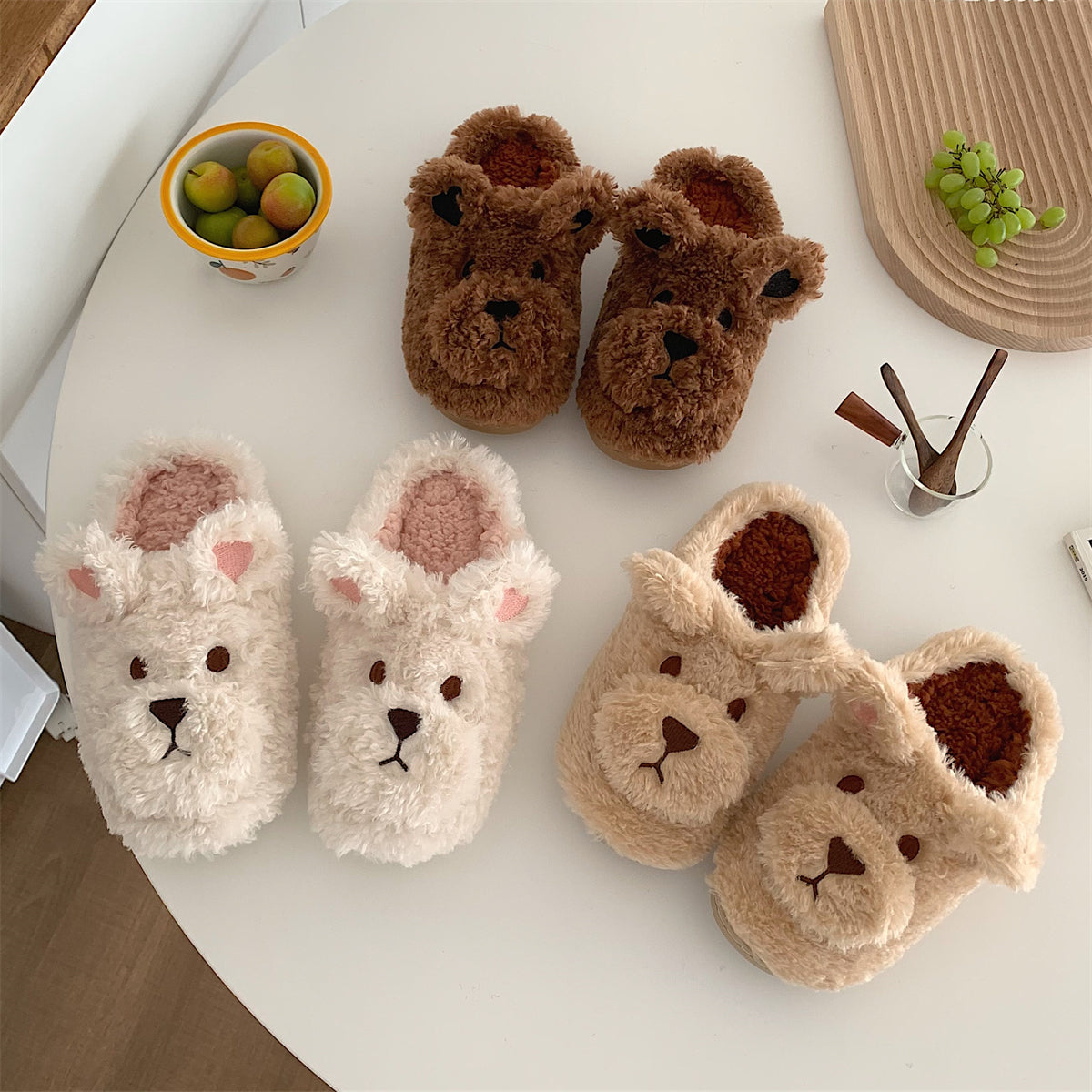 Lovely plush cotton bear shoes UB3485